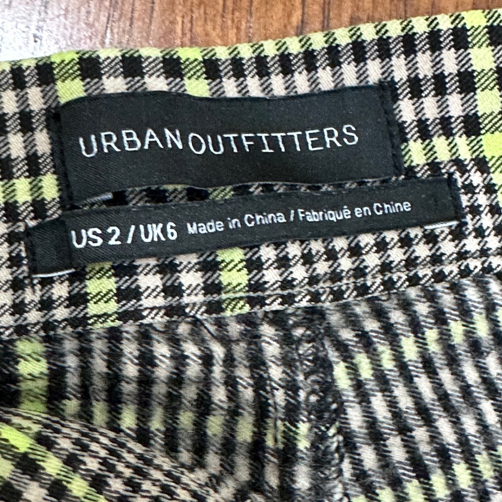 Urban Outfitters Plaid Pants 2 High Rise Neon Dark Academia - Picture 5 of 5